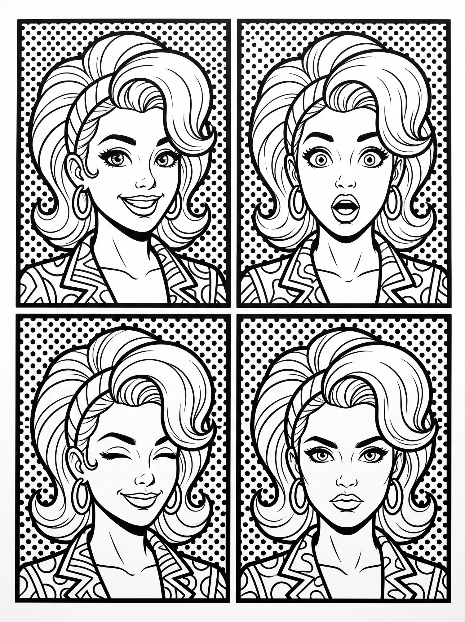 Portrait Pop Art Original, Coloriage art à imprimer gratuitement